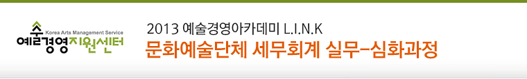 2013 예술경영아카데미 L.I.N.K 문화예술단체 세무회계 실무-심화과정